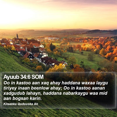 Ayuub 34:6 SOM Bible Verse Image