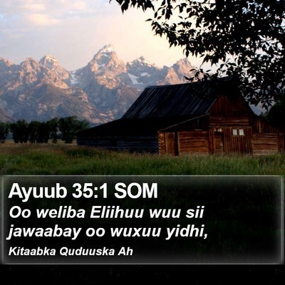 Ayuub 35:1 SOM Bible Verse Image