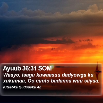 Ayuub 36:31 SOM Bible Verse Image