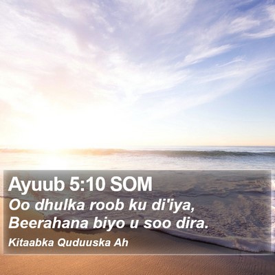 Ayuub 5:10 SOM Bible Verse Image