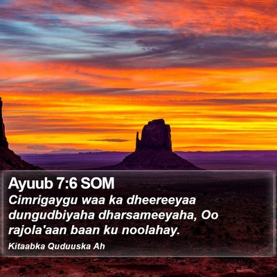 Ayuub 7:6 SOM Bible Verse Image