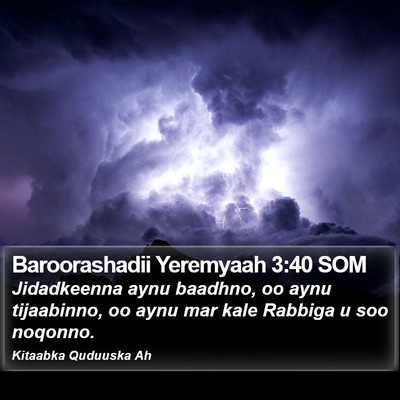 Baroorashadii Yeremyaah 3:40 SOM Bible Verse Image