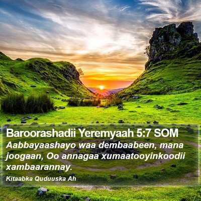 Baroorashadii Yeremyaah 5:7 SOM Bible Verse Image