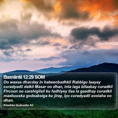 Baxniintii 12:29 SOM Bible Verse Image
