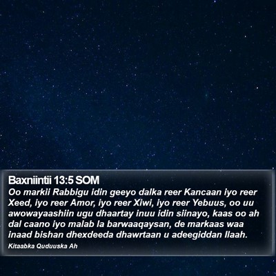 Baxniintii 13:5 SOM Bible Verse Image