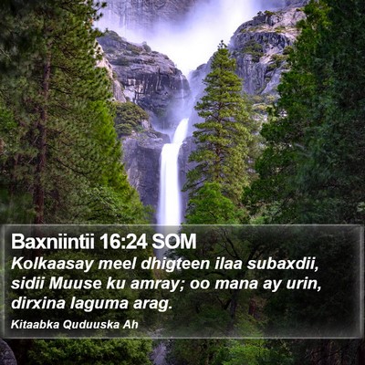 Baxniintii 16:24 SOM Bible Verse Image