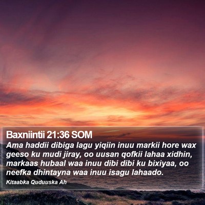 Baxniintii 21:36 SOM Bible Verse Image