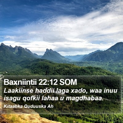 Baxniintii 22:12 SOM Bible Verse Image