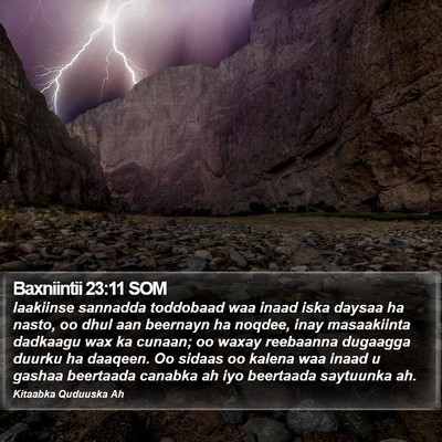 Baxniintii 23:11 SOM Bible Verse Image