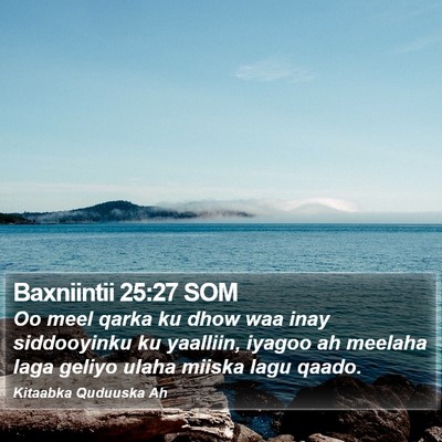Baxniintii 25:27 SOM Bible Verse Image