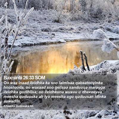 Baxniintii 26:33 SOM Bible Verse Image