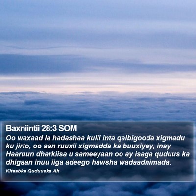 Baxniintii 28:3 SOM Bible Verse Image