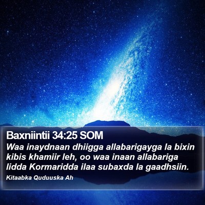 Baxniintii 34:25 SOM Bible Verse Image