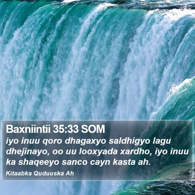 Baxniintii 35:33 SOM Bible Verse Image