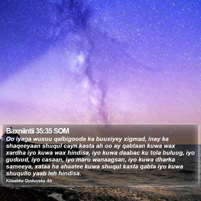 Baxniintii 35:35 SOM Bible Verse Image