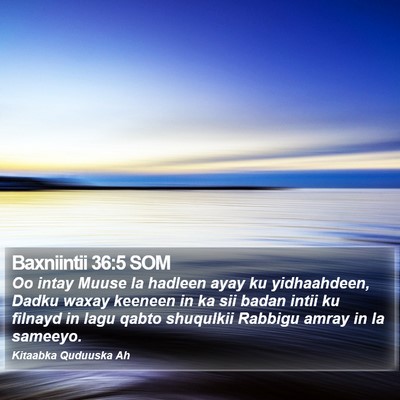 Baxniintii 36:5 SOM Bible Verse Image