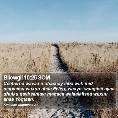 Bilowgii 10:25 SOM Bible Verse Image