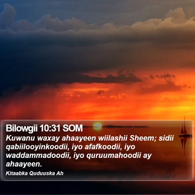 Bilowgii 10:31 SOM Bible Verse Image