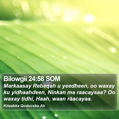 Bilowgii 24:58 SOM Bible Verse Image