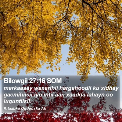 Bilowgii 27:16 SOM Bible Verse Image