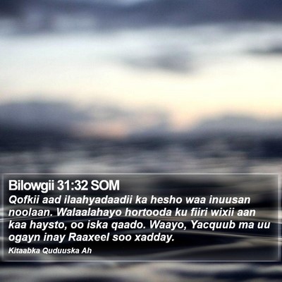 Bilowgii 31:32 SOM Bible Verse Image