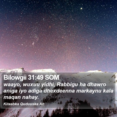 Bilowgii 31:49 SOM Bible Verse Image