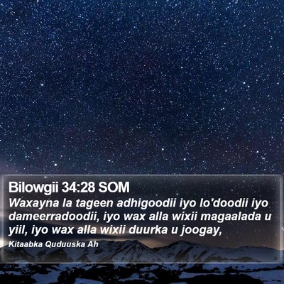 Bilowgii 34:28 SOM Bible Verse Image