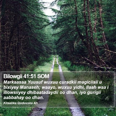Bilowgii 41:51 SOM Bible Verse Image