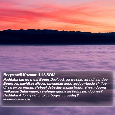Boqorradii Kowaad 1:13 SOM Bible Verse Image