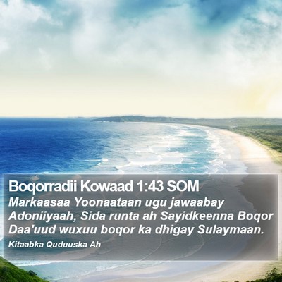 Boqorradii Kowaad 1:43 SOM Bible Verse Image