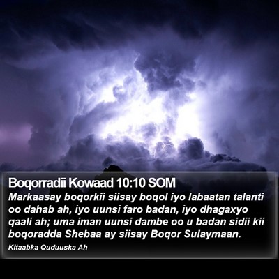 Boqorradii Kowaad 10:10 SOM Bible Verse Image