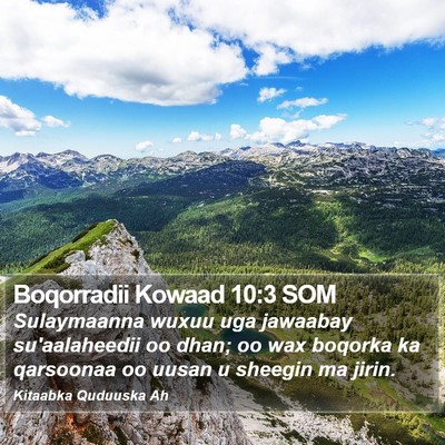 Boqorradii Kowaad 10:3 SOM Bible Verse Image