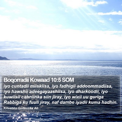 Boqorradii Kowaad 10:5 SOM Bible Verse Image