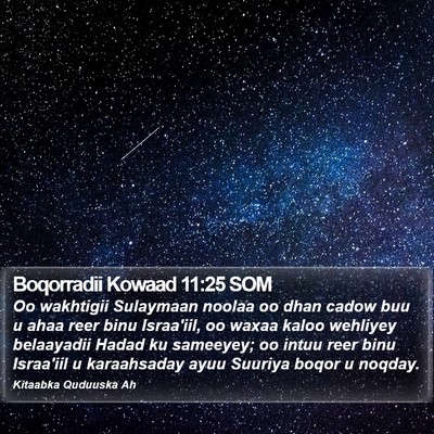 Boqorradii Kowaad 11:25 SOM Bible Verse Image