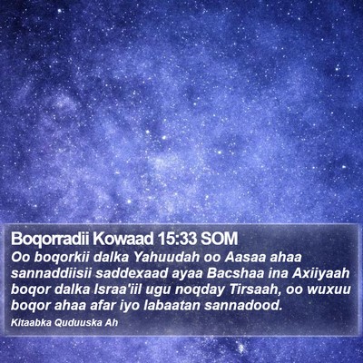 Boqorradii Kowaad 15:33 SOM Bible Verse Image