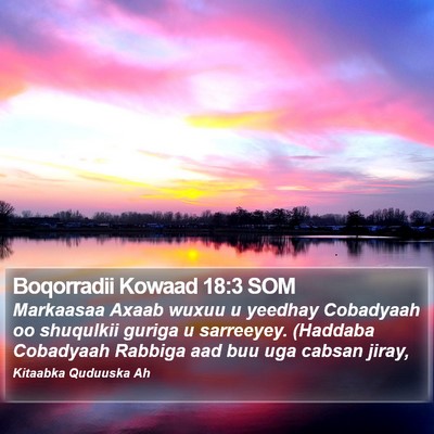 Boqorradii Kowaad 18:3 SOM Bible Verse Image