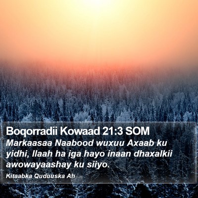 Boqorradii Kowaad 21:3 SOM Bible Verse Image