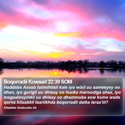Boqorradii Kowaad 22:39 SOM Bible Verse Image