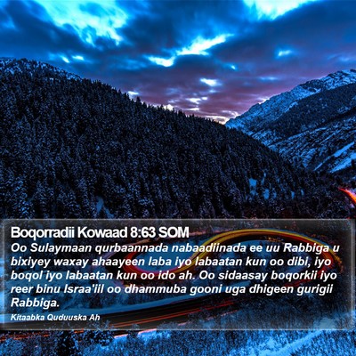 Boqorradii Kowaad 8:63 SOM Bible Verse Image