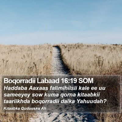 Boqorradii Labaad 16:19 SOM Bible Verse Image