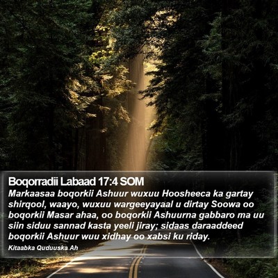 Boqorradii Labaad 17:4 SOM Bible Verse Image
