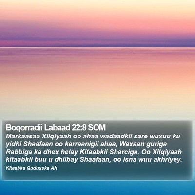 Boqorradii Labaad 22:8 SOM Bible Verse Image