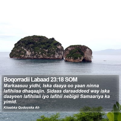 Boqorradii Labaad 23:18 SOM Bible Verse Image
