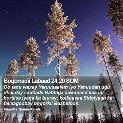 Boqorradii Labaad 24:20 SOM Bible Verse Image