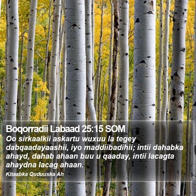 Boqorradii Labaad 25:15 SOM Bible Verse Image