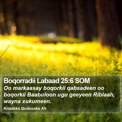 Boqorradii Labaad 25:6 SOM Bible Verse Image