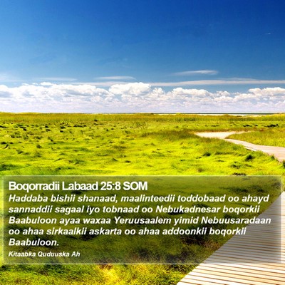 Boqorradii Labaad 25:8 SOM Bible Verse Image