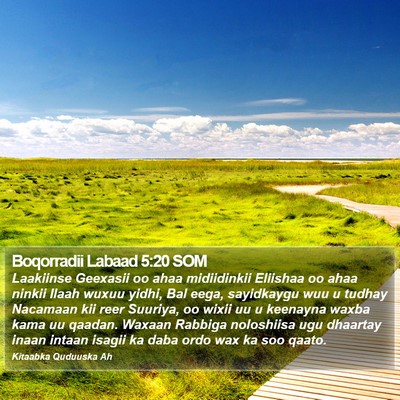 Boqorradii Labaad 5:20 SOM Bible Verse Image