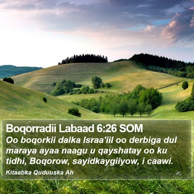 Boqorradii Labaad 6:26 SOM Bible Verse Image