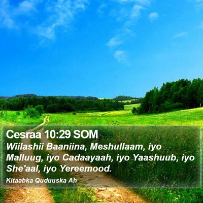 Cesraa 10:29 SOM Bible Verse Image